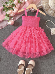 Toddler Girls Butterfly Cami Dress with Frill Trim, Summer Kids Clothes