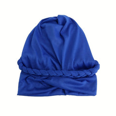 Solid Braided Turban Cap Forehead Cross Pre-tied Head Wrap