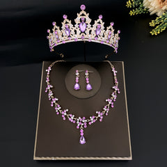 Crystal Bridal Tiara Crown Set Earrings Necklace Jewelry Women