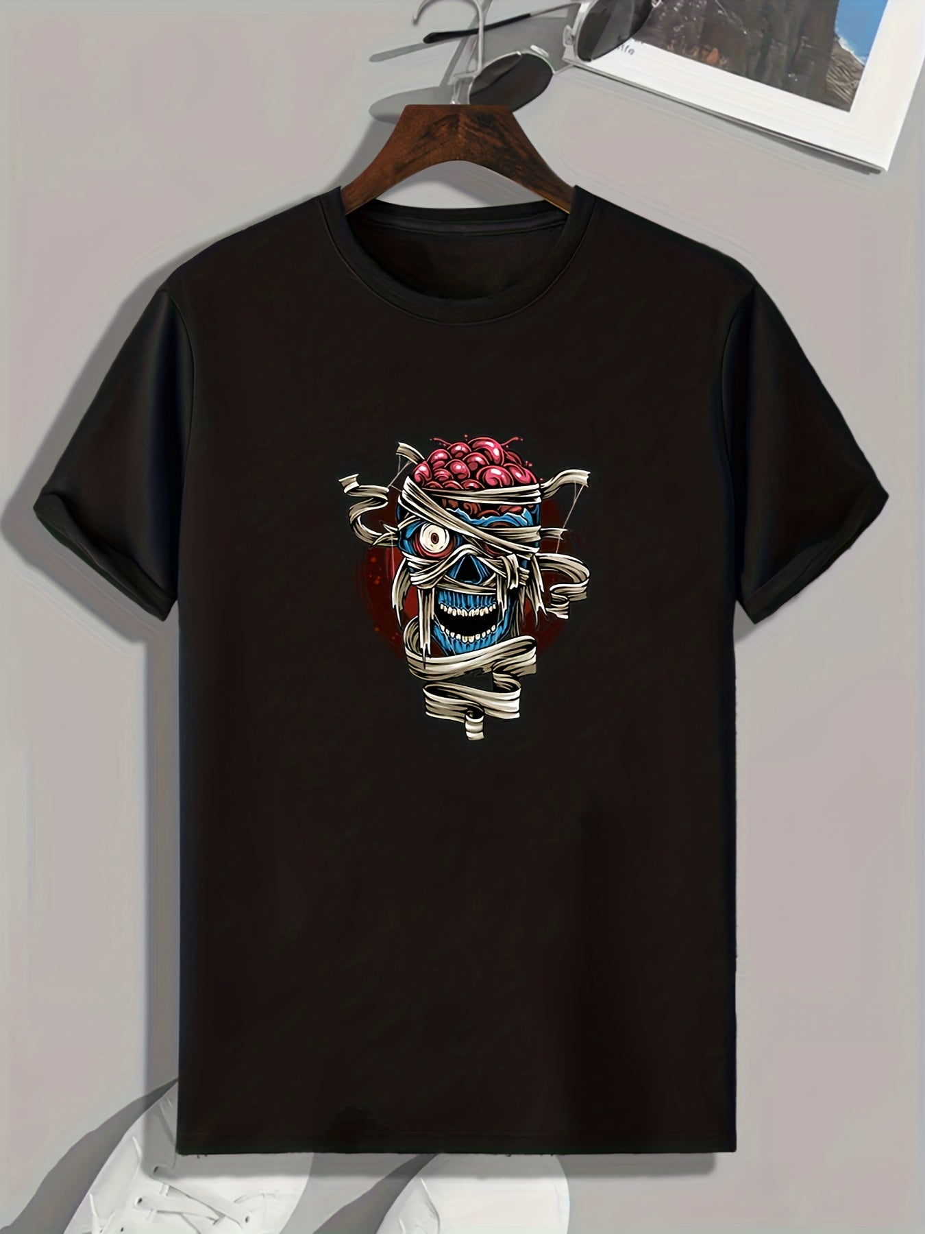 Cherry & Skull Pattern T-shirt Men's Summer Casual Tee Gift