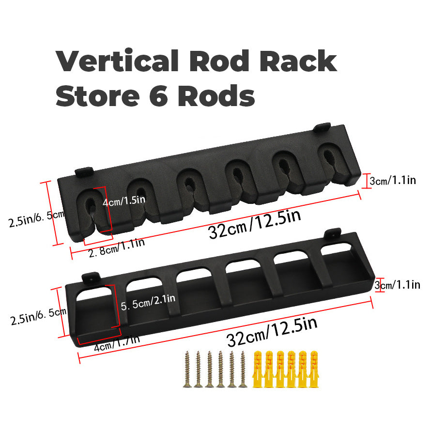 6 Hole Wall Mounted Fishing Rod Rack - Organize & Display Your Poles