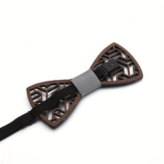 Dark Floral Wood Bowtie Unisex Carved Wooden Neck Ties for Wedding