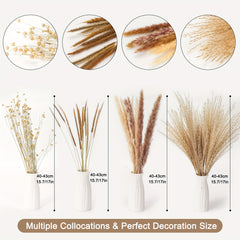 65pcs Natural Dried Pampas Grass Bouquet for Wedding Farmhouse Party Table Decor