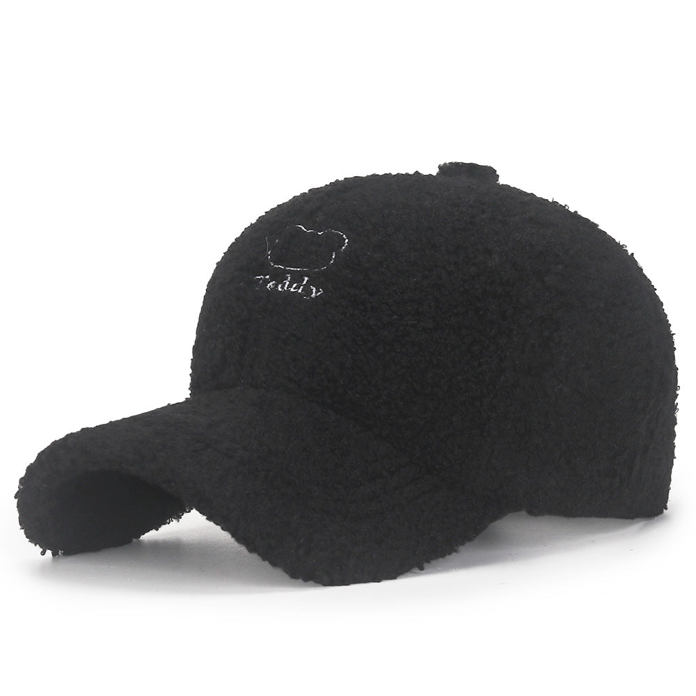 Fuzzy Teddy Pattern Warm Baseball Cap