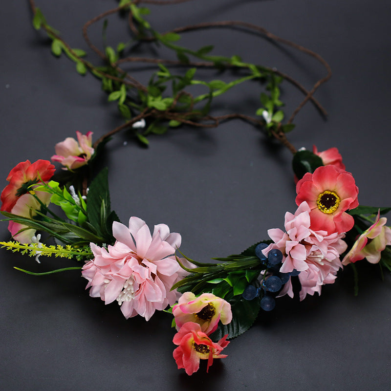 Adjustable Flower Crown Headband Women Girl Wedding Flower Wreath Hairband Tiara