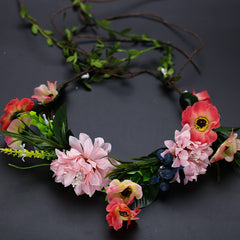 Adjustable Flower Crown Headband Women Girl Wedding Flower Wreath Hairband Tiara