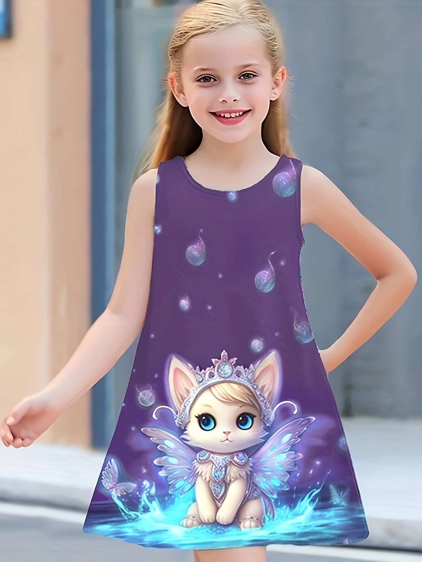 Dreamy Kitty Fairy Sleeveless Dress Girls Summer Gift
