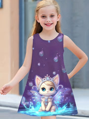 Dreamy Kitty Fairy Sleeveless Dress Girls Summer Gift