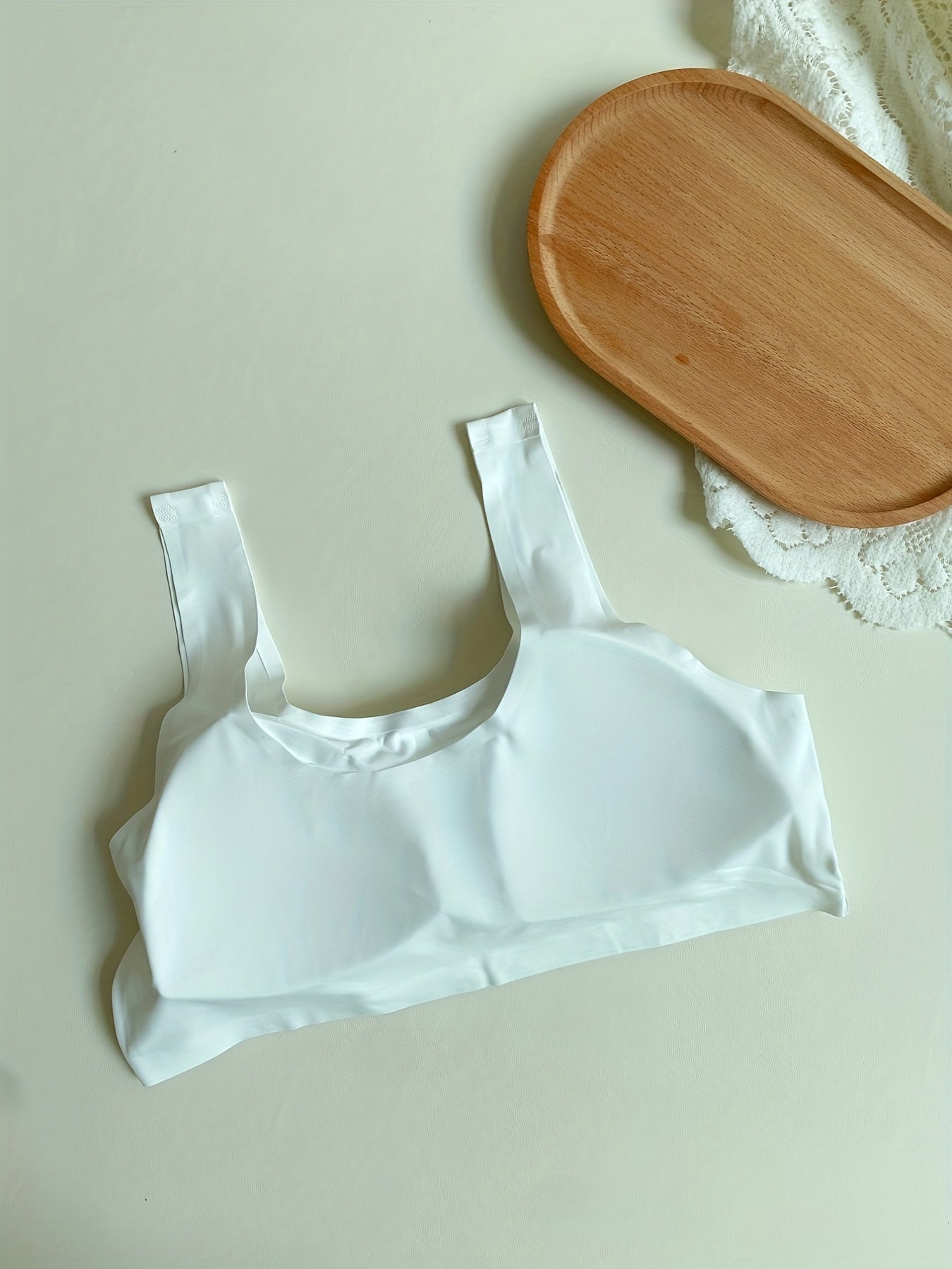 Seamless Padded Sports Bra Wide Strap