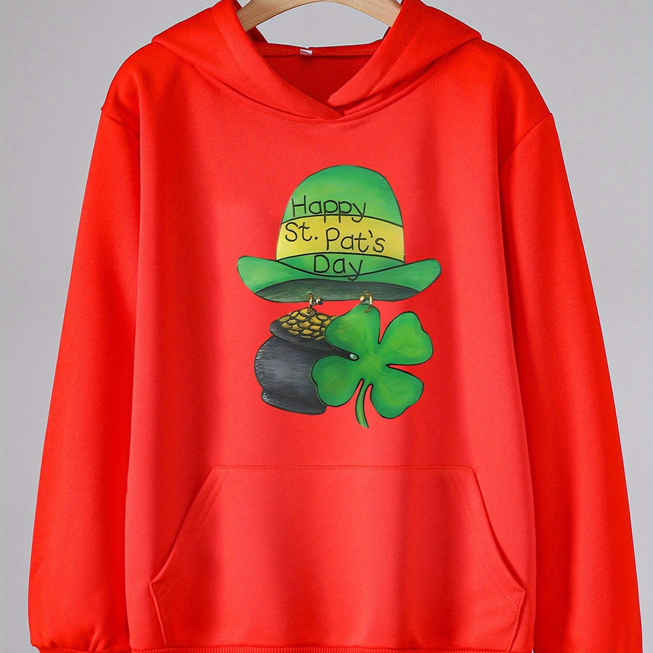 Happy St Patrick's Clover Graphic Hoodies For Girls