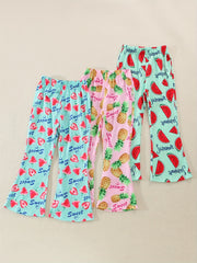 3pcs Girls Fruits Print Flared Pants Set for Kids