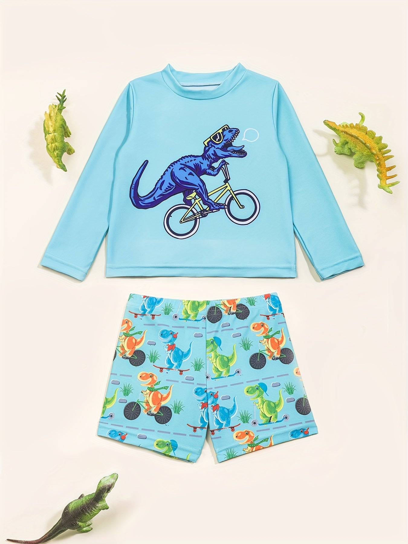 Boys Dinosaur Swimsuit Shirt & Pants Quick Dry for Surfing & Diving