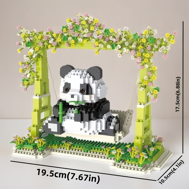 1008pcs Panda Swing Building Blocks Animal & Plant Themed Movie Inspired Decor
