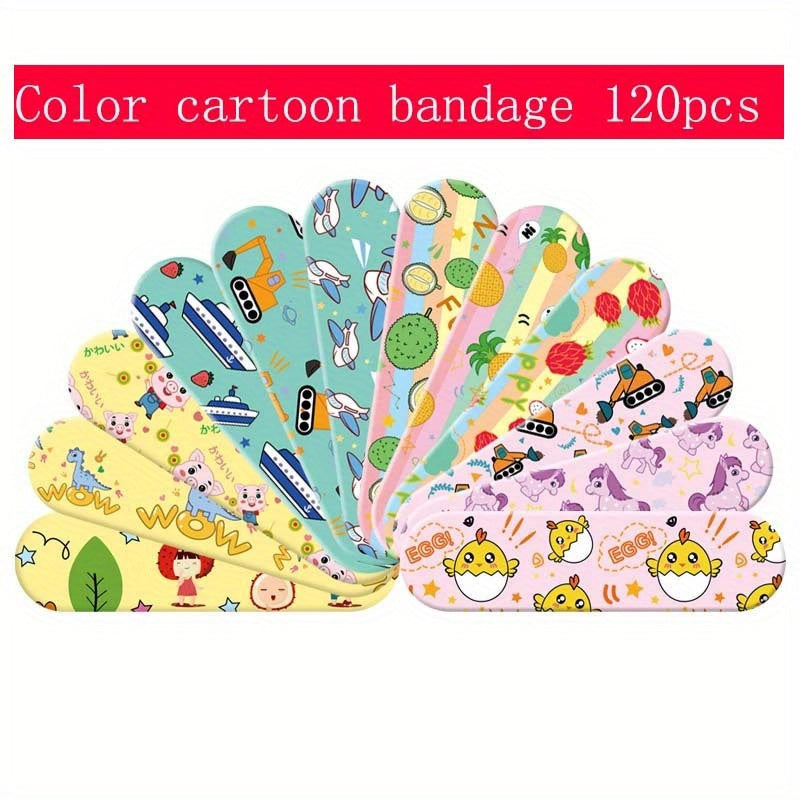 120pcs Cartoon Waterproof Bandages for Kids' First Aid