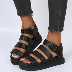 Women's Platform Roman Sandals Open Toe Ankle Buckle Strap Shoes