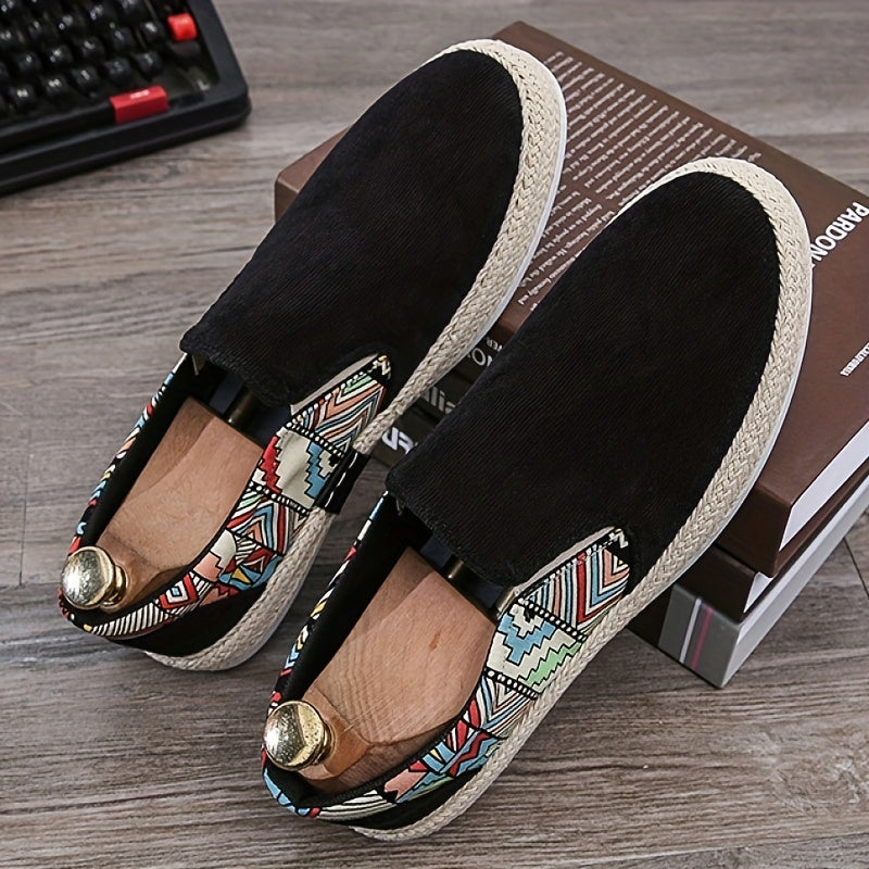 Men's Canvas Slip On Loafer Shoes with Graphic Print