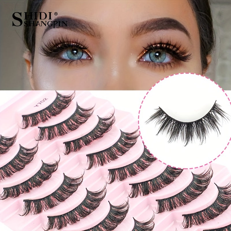 10 Pairs Natural Slender Thick False Eyelashes Extension