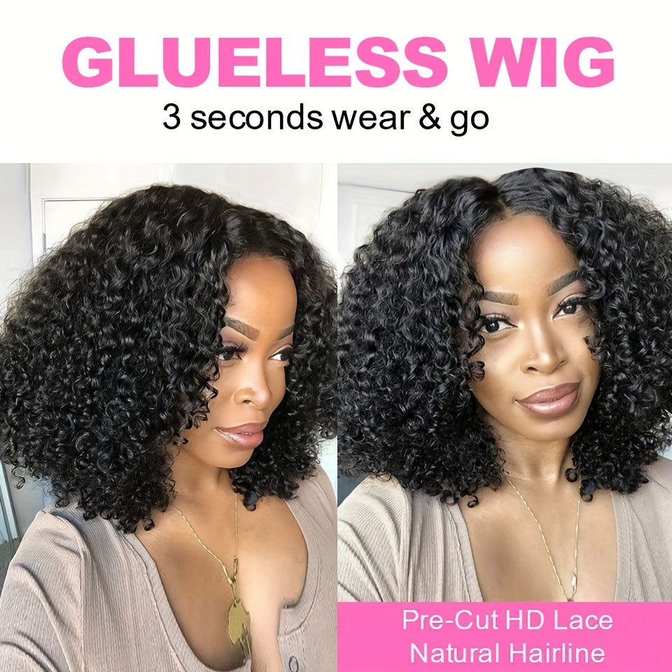 Kinky Curly Bob Wig 180 Density Human Hair Lace Front Wig