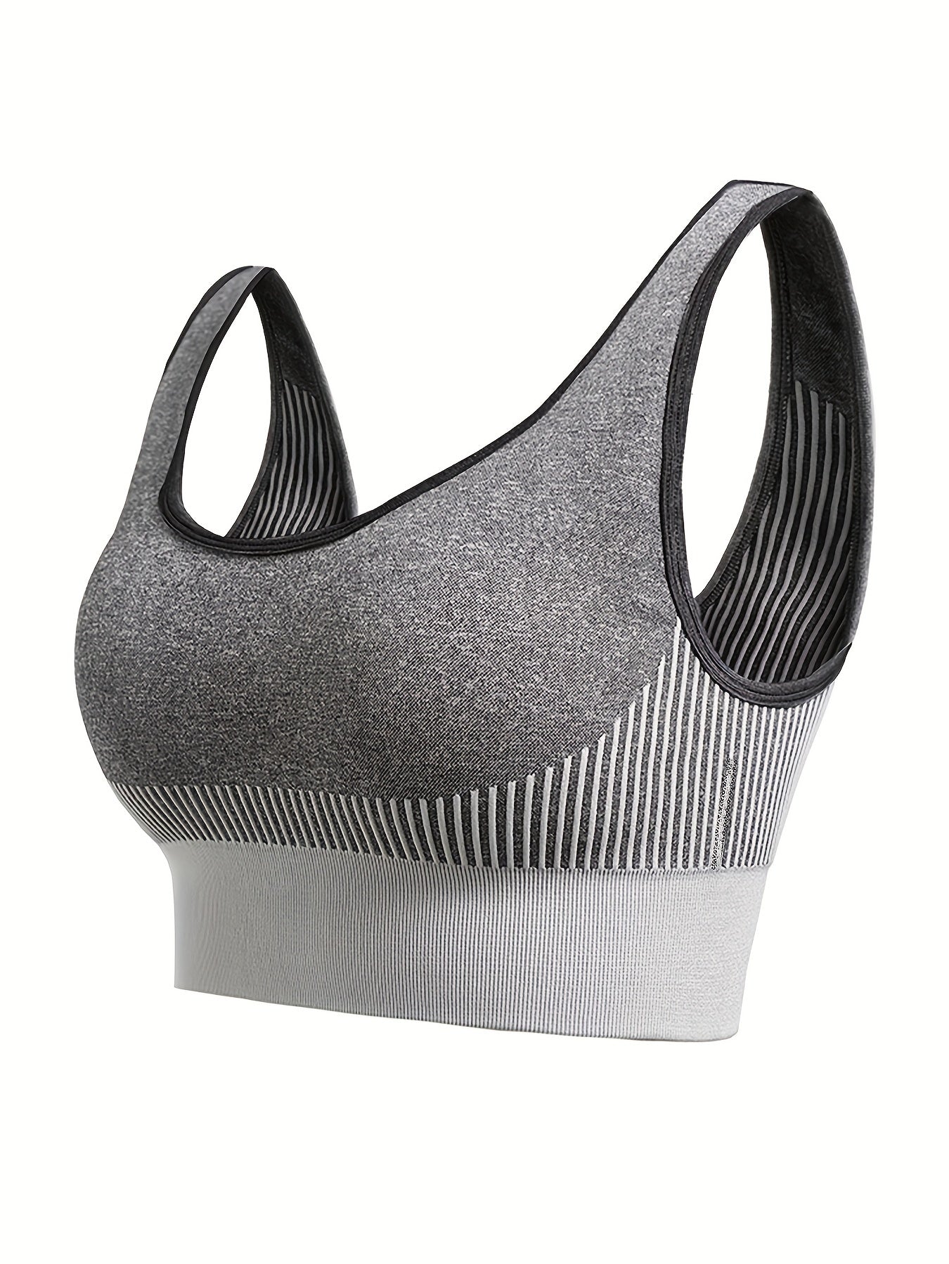 Women's Striped Sports Bra Full Coverage Workout Bra