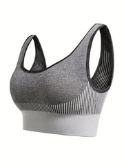 Women's Striped Sports Bra Full Coverage Workout Bra
