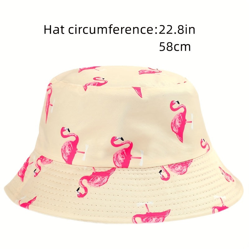 Flamingo Print Bucket Hat Lightweight Fisherman Cap