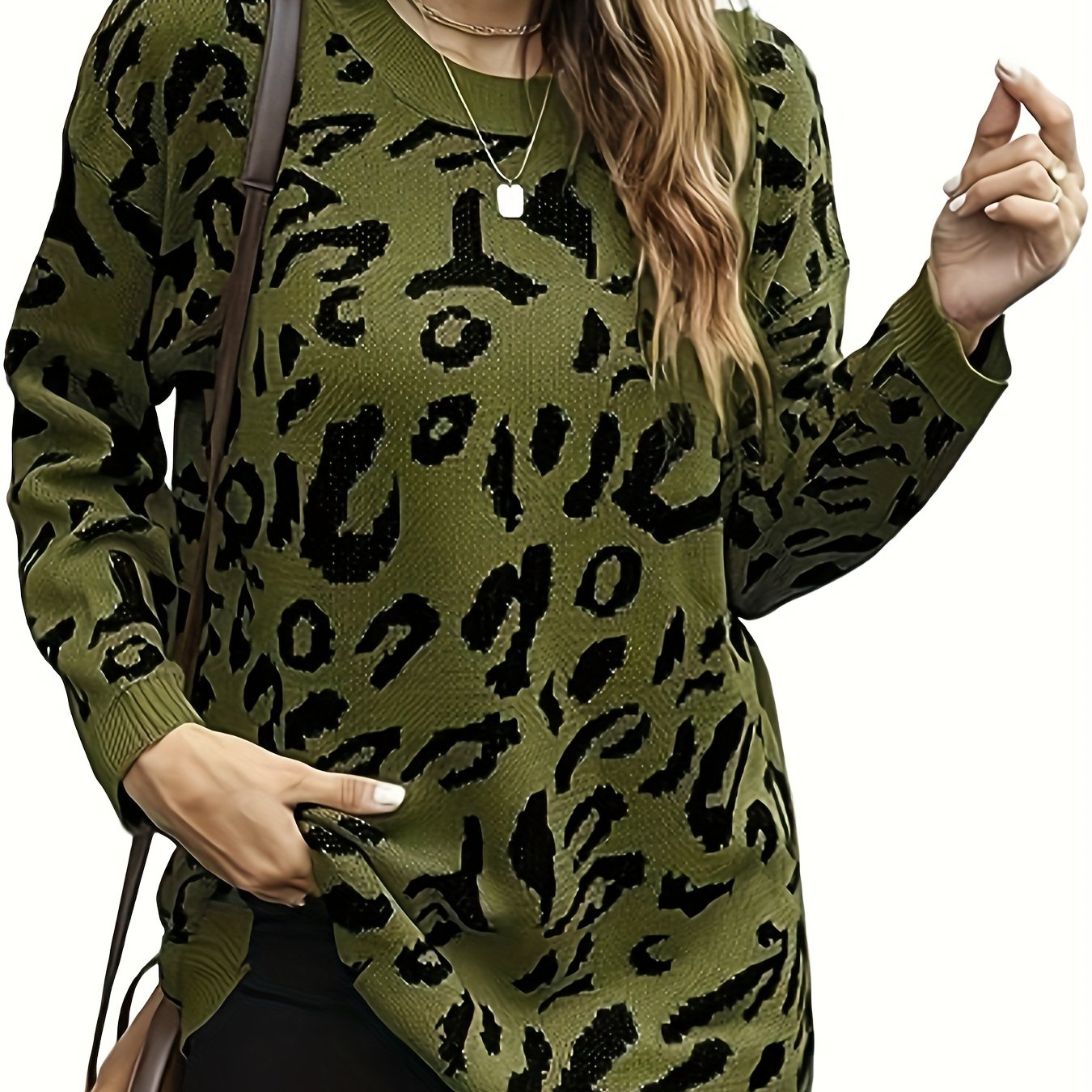 Leopard Pattern Long Sleeve Pullover Jumper