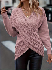 Boho Surplice Neck Sweater Long Sleeve Drop Shoulder