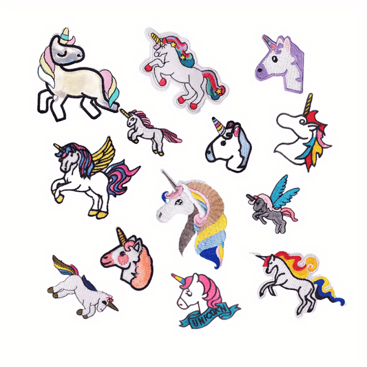 13pcs Rainbow Horse Iron On Patches Embroidered Applique Repair Patch