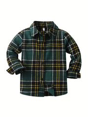 Boys Plaid Cardigan Shirts Long Sleeve Button Down Tops