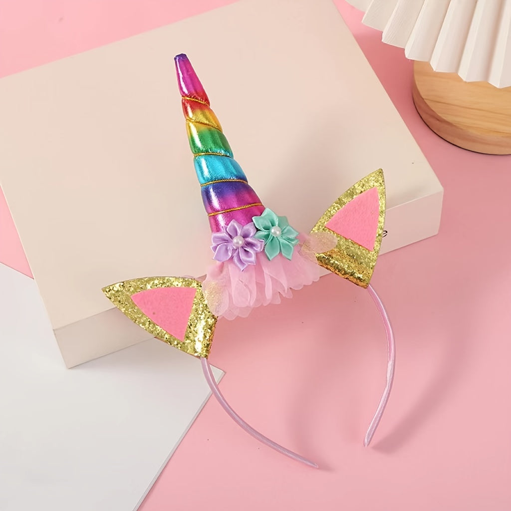 Sequin Unicorn Flower Hair Hoop for Party Decoration