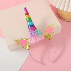 Sequin Unicorn Flower Hair Hoop for Party Decoration