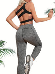 One Shoulder Sports Bra Backless Yoga Fitness Bra
