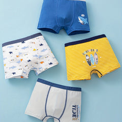 4pcs Boy's Shark Pattern Boxer Briefs Cotton Underwear