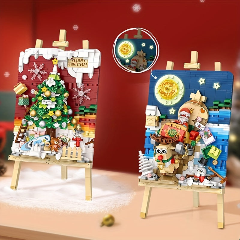 3D Christmas Painting - Snowman and Reindeer Scene