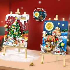 3D Christmas Painting - Snowman and Reindeer Scene