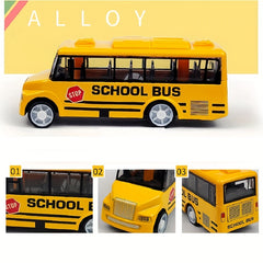 Metal School Bus Alloy Car Model Pull Back Toy Christmas Gift