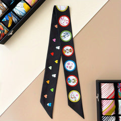Printed Silk Skinny Scarf Casual Decorative Hair Ribbon