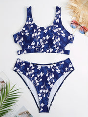 Floral Cut Out Tankini Set