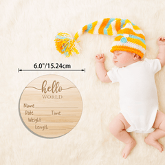Hello World Wooden Laser Cut Baby Announcement Sign