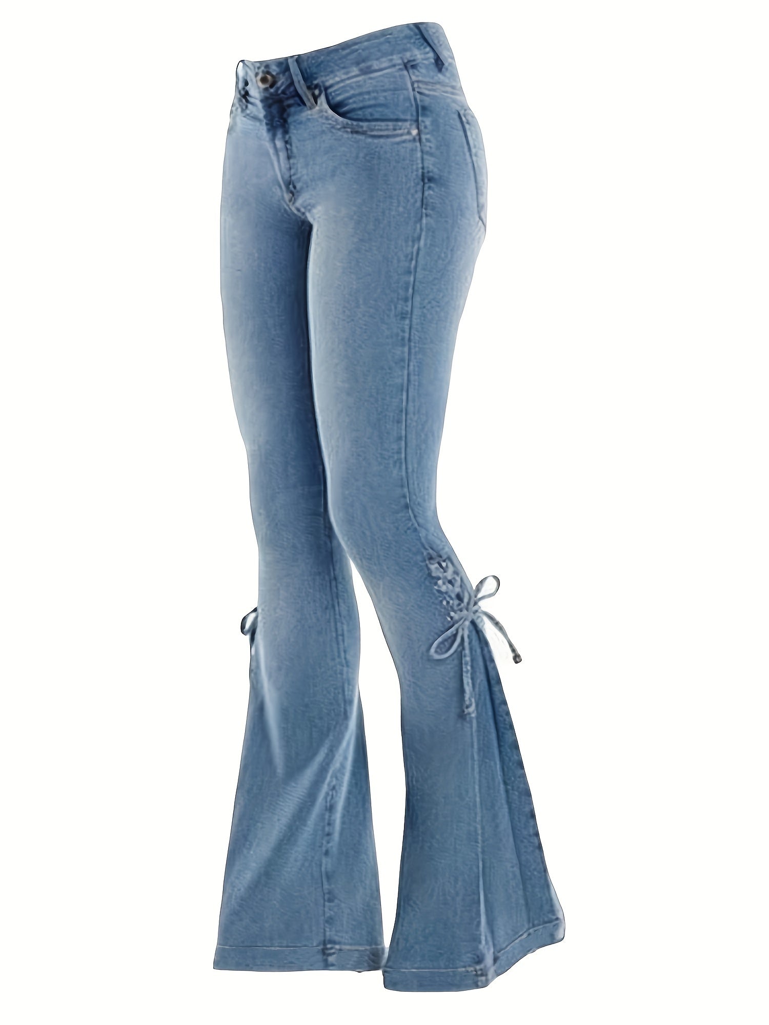 Lace Up Side Bell Bottom Jeans Women's Denim Jeans