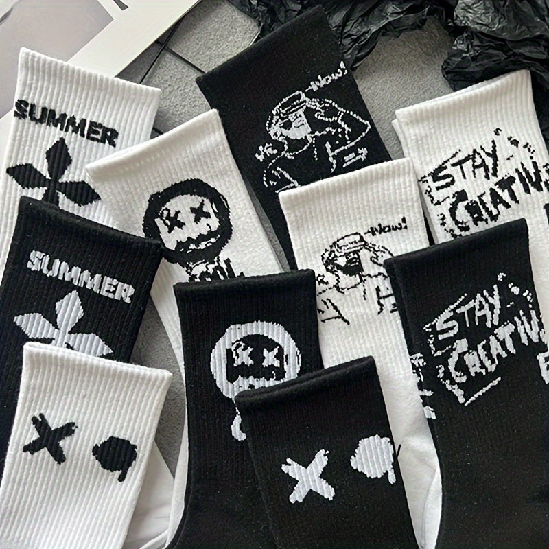 Men's Street Style Crew Socks Breathable Soft Casual Socks