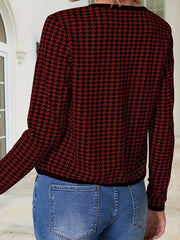 Plaid Open Front Jacket Long Sleeve Contrast Trim Jacket