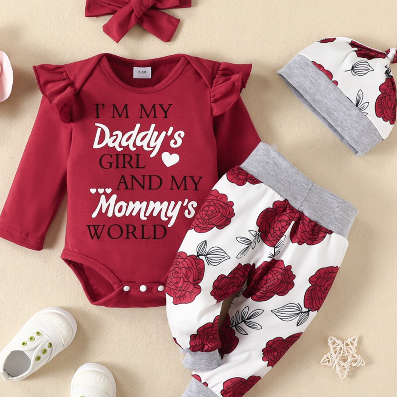 Floral Print Romper For Baby Girls