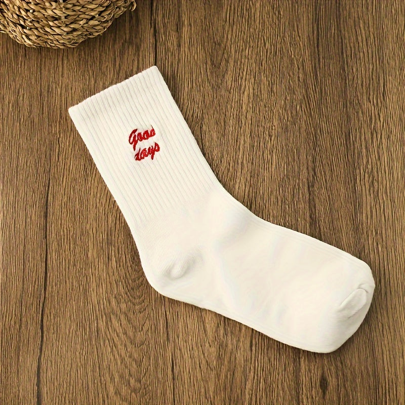 3 Pairs Letter Print Socks Comfy & Mid Tube Socks Women's Stockings