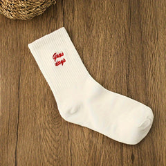3 Pairs Letter Print Socks Comfy & Mid Tube Socks Women's Stockings