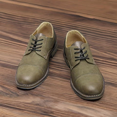 Men's PU Leather Derby Shoes Lace-up Front Business Formal Dress Shoes