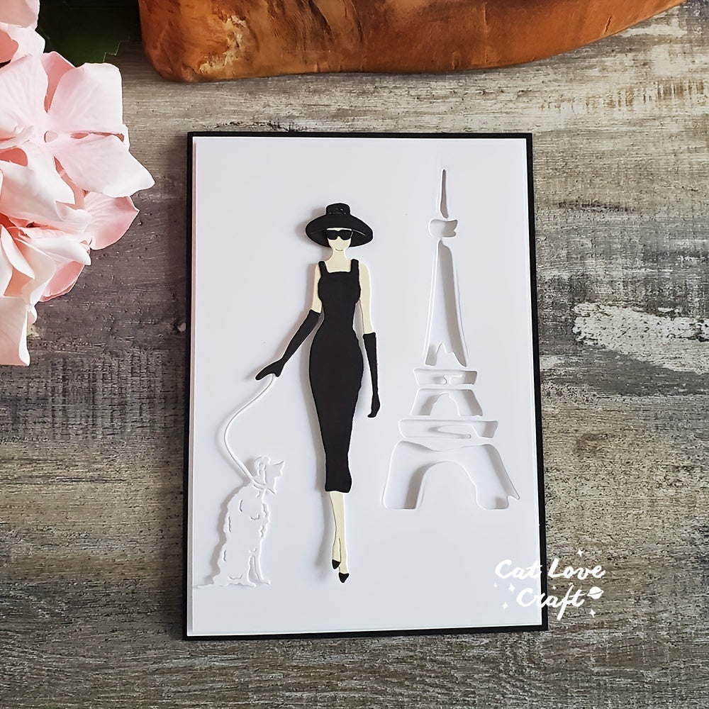 1pc Paris Lady Metal Cutting Dies Scrapbooking DIY Mold Craft Embossing Die Cuts