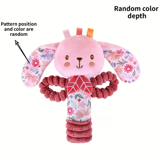 Plush Elephant and Rabbit Tambourine Toy