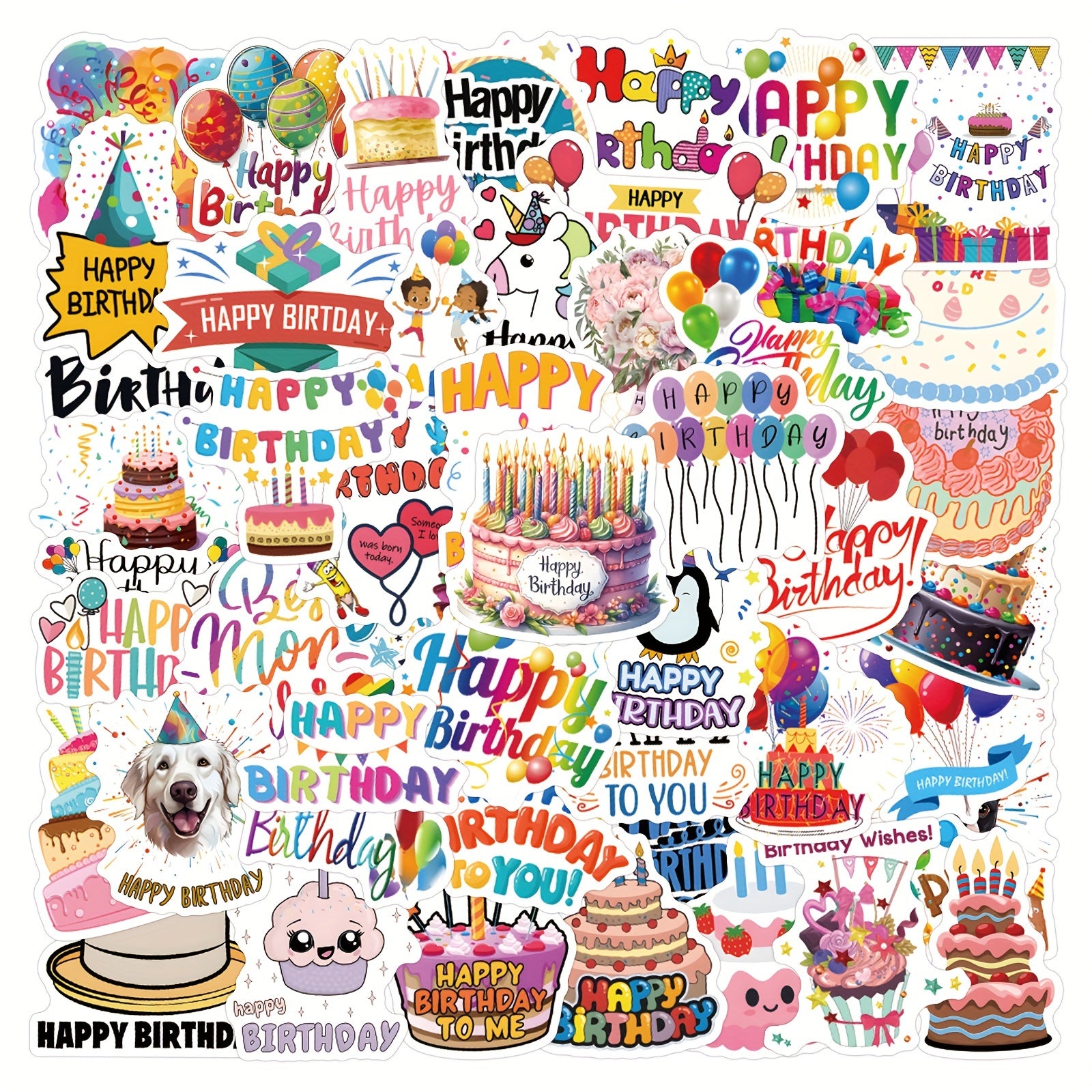 55 Cartoon Happy Birthday Stickers for Decorating Stationery Water Cups Mobiles