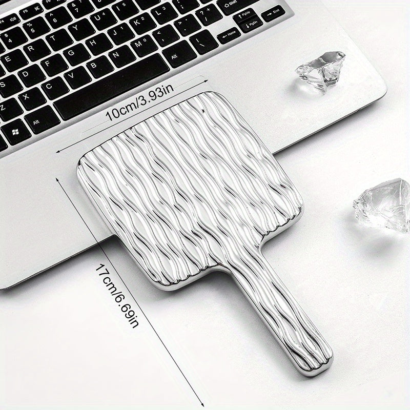 Wave Pattern Square Hand Mirror Small Vanity Mirror Portable Beauty Mirror
